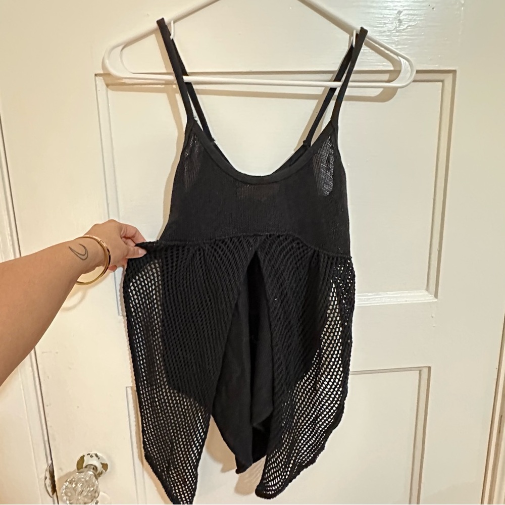 Black Mesh Layered Women's Top